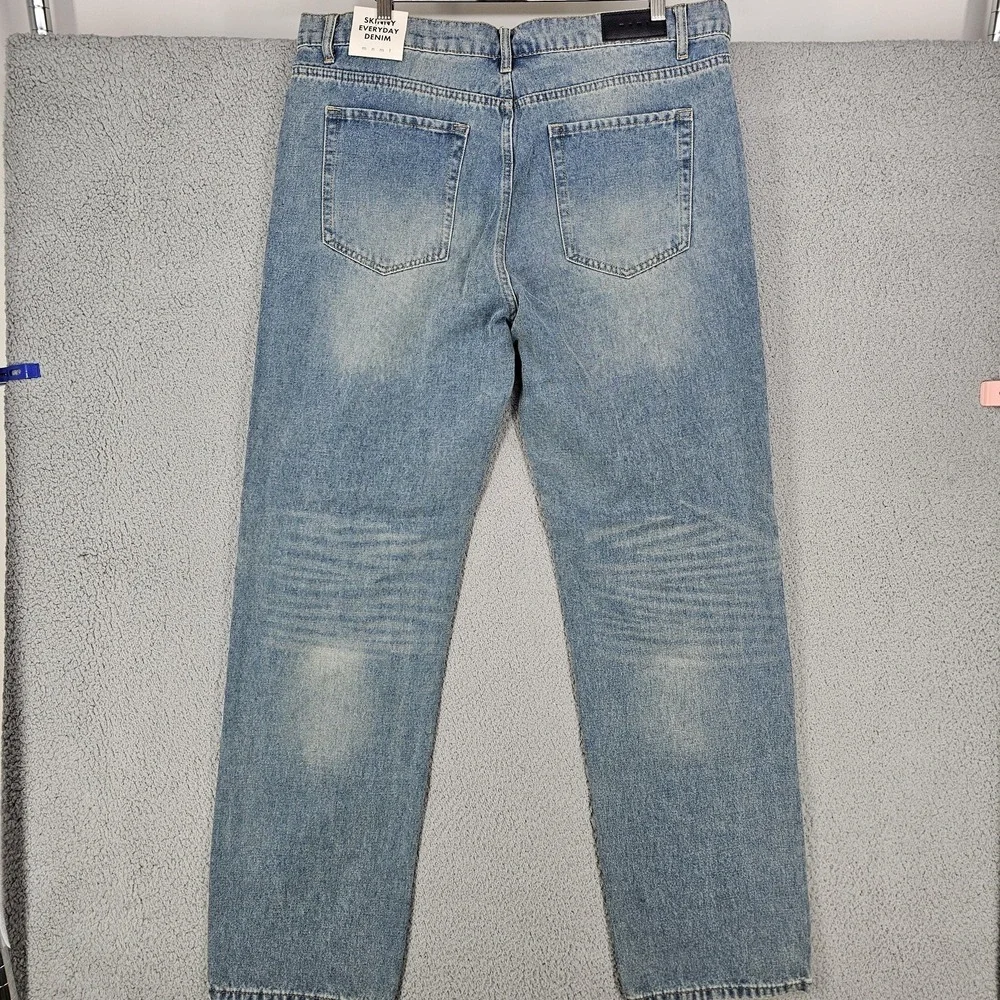 Mnml Jeans Mens 40x34 Blue‎ Skinny Everyday Denim Vintage Wash Straight Cotton